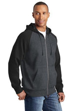 Load image into Gallery viewer, Custom Embroidered Raglan Colorblock Full-Zip Hooded Fleece Jacket Add Your Logo or Text - Jittybo's Custom Clothing & Embroidery