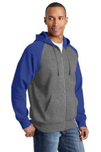 Load image into Gallery viewer, Custom Embroidered Raglan Colorblock Full-Zip Hooded Fleece Jacket Add Your Logo or Text - Jittybo's Custom Clothing & Embroidery