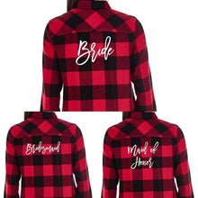 画像をギャラリービューアに読み込む, Custom EMBROIDERED Ladies PLAID Flannel ADD YOUR LOGO OR TEXT / Bridesmaid plaid shirt - Jittybo's Custom Clothing & Embroidery