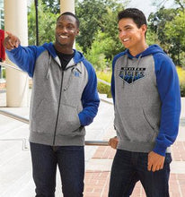 Load image into Gallery viewer, Custom Embroidered Raglan Colorblock Full-Zip Hooded Fleece Jacket Add Your Logo or Text - Jittybo's Custom Clothing & Embroidery