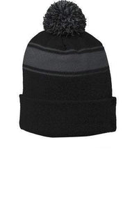 CUSTOM EMBROIDERED Stripe Pom Pom Beanie ADD YOUR LOGOOR TEXT Custom Embroidery/ Winter Beanie/ Custom logo - Jittybo's Custom Clothing & Embroidery